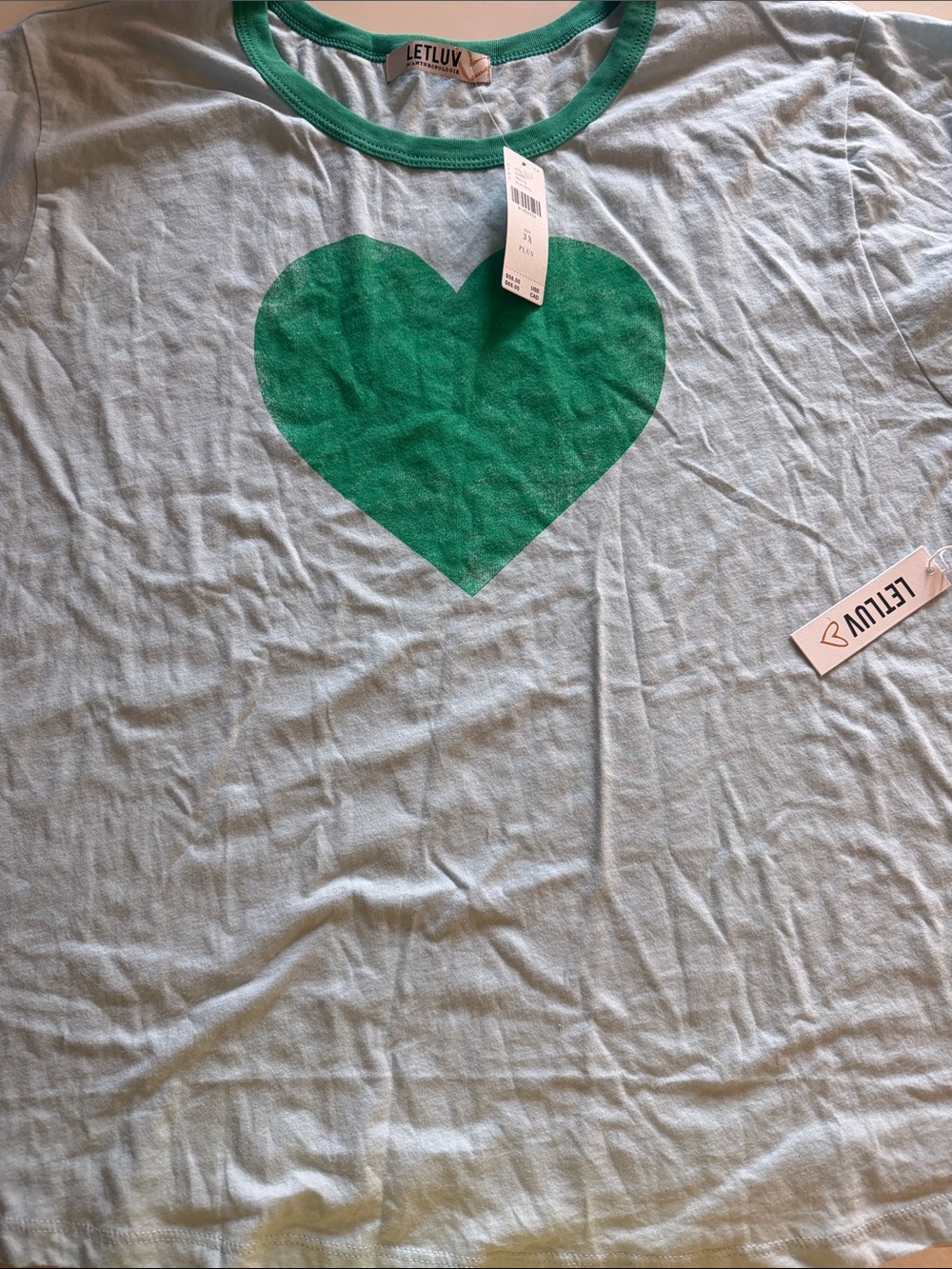Letluv Heart Ringer Tee Size 3X